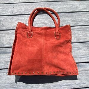 Brand new Raj large Suede Studded Shoulder bag (NWT, color: Orange/Red)